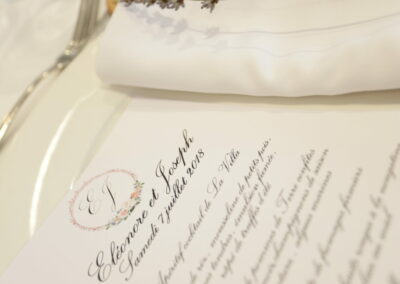 décoration de table papeterie menu