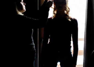 préparatifs de la mariée coiffure